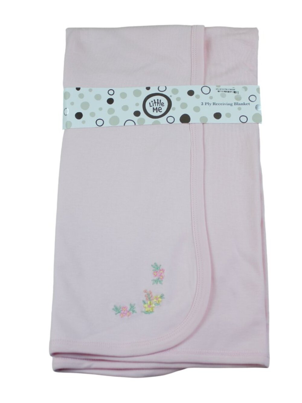 Little Me Receiving Blanket Pink Embroidered Flowers Cotton Baby Girl NWT RARE